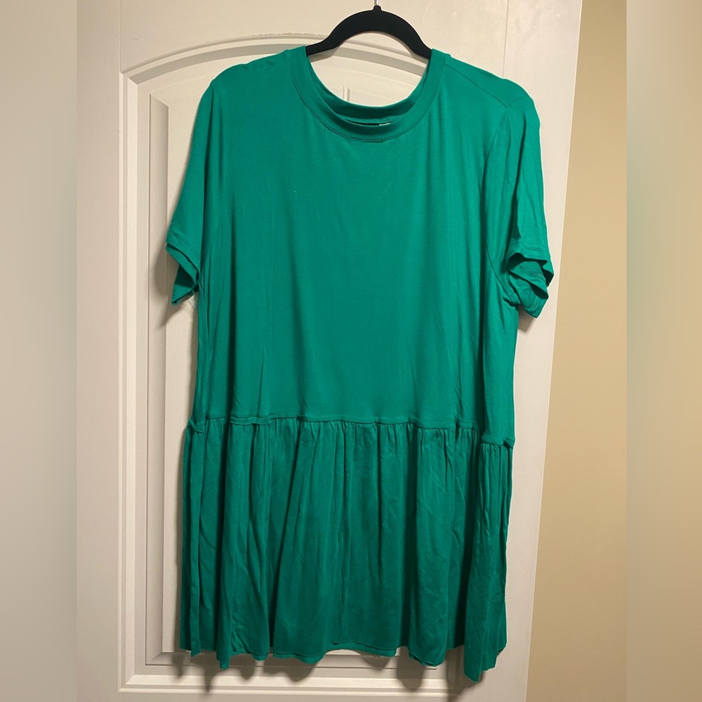 Zenana Premium Kelly green ruffle hem tunic